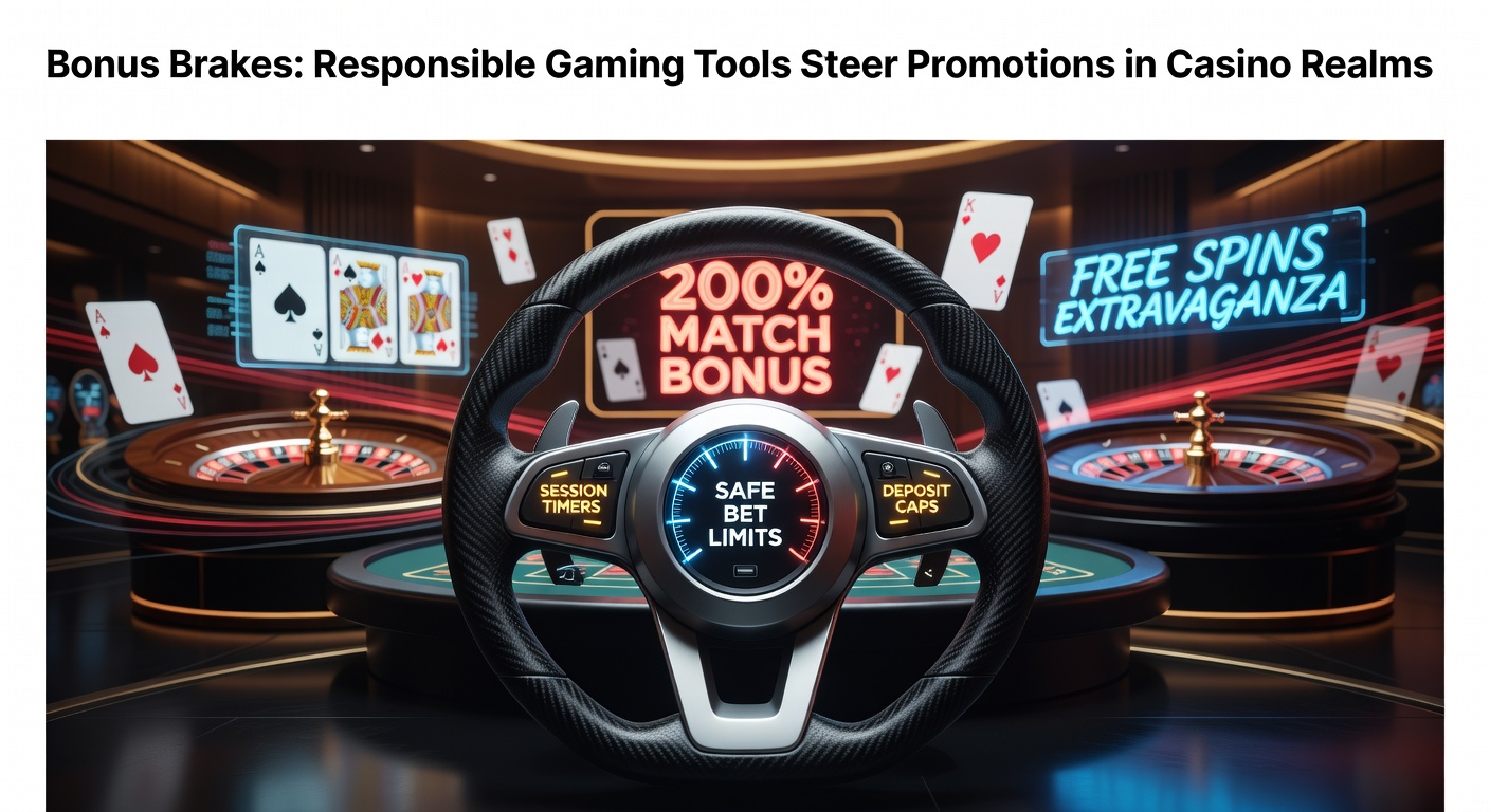 Digital dashboard showing casino bonus controls intertwined with responsible gaming limits, featuring sliders for deposit caps and time-outs