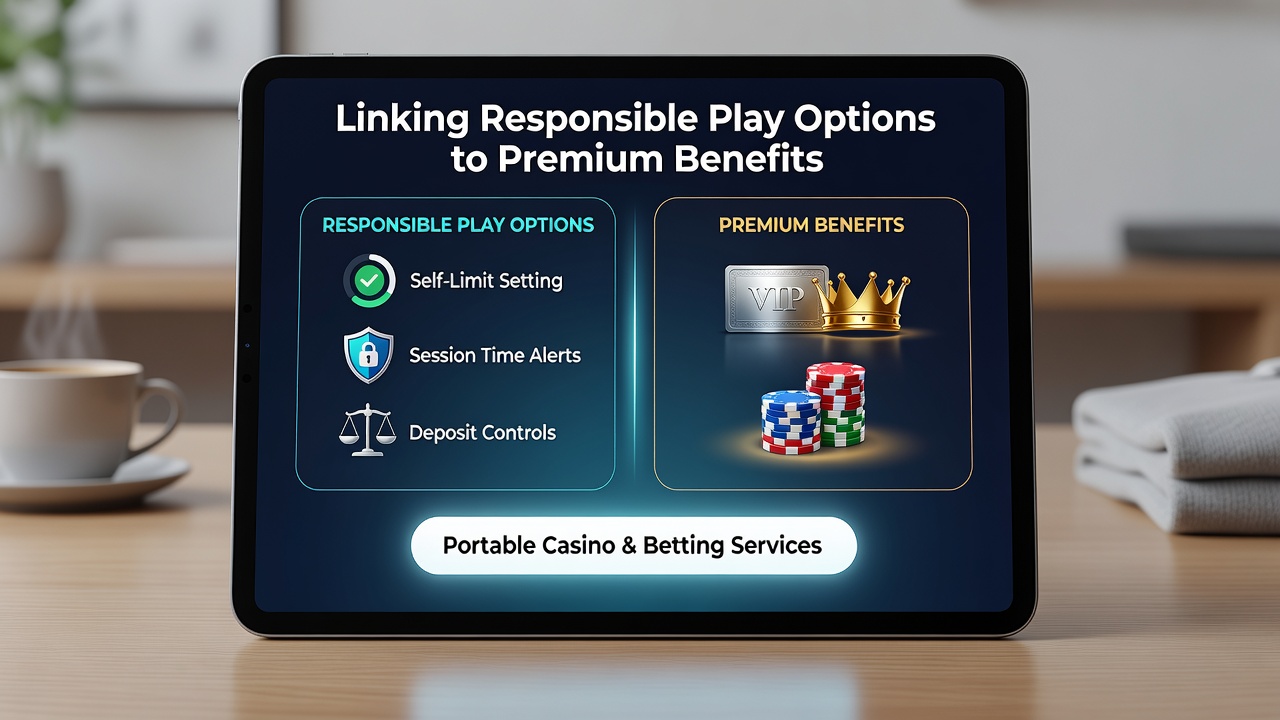 Close-up of a mobile app screen displaying linked responsible gaming toggles and loyalty reward meters