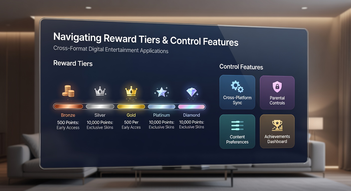 User interface screenshot of combined reward tiers and control settings in a cross-format app