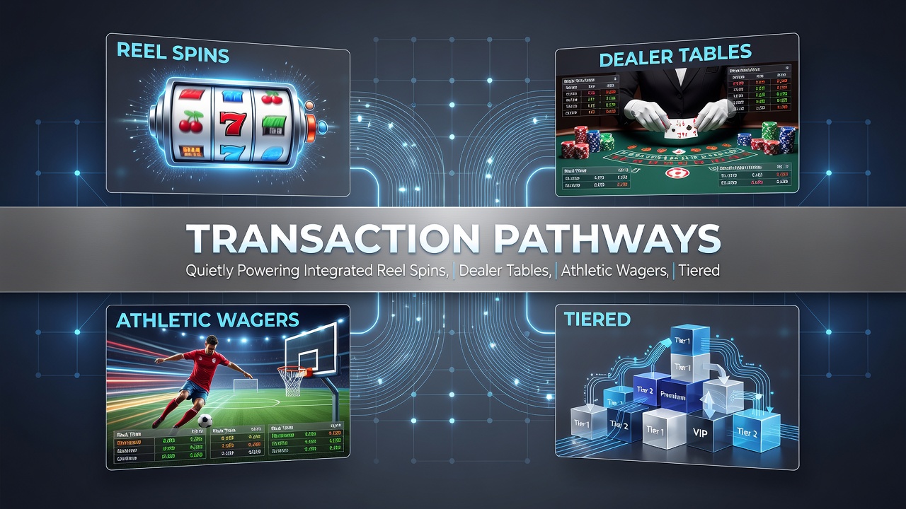 Secure transaction pathways showing integration of rewards, sports bets, table games, and safety features on mobile